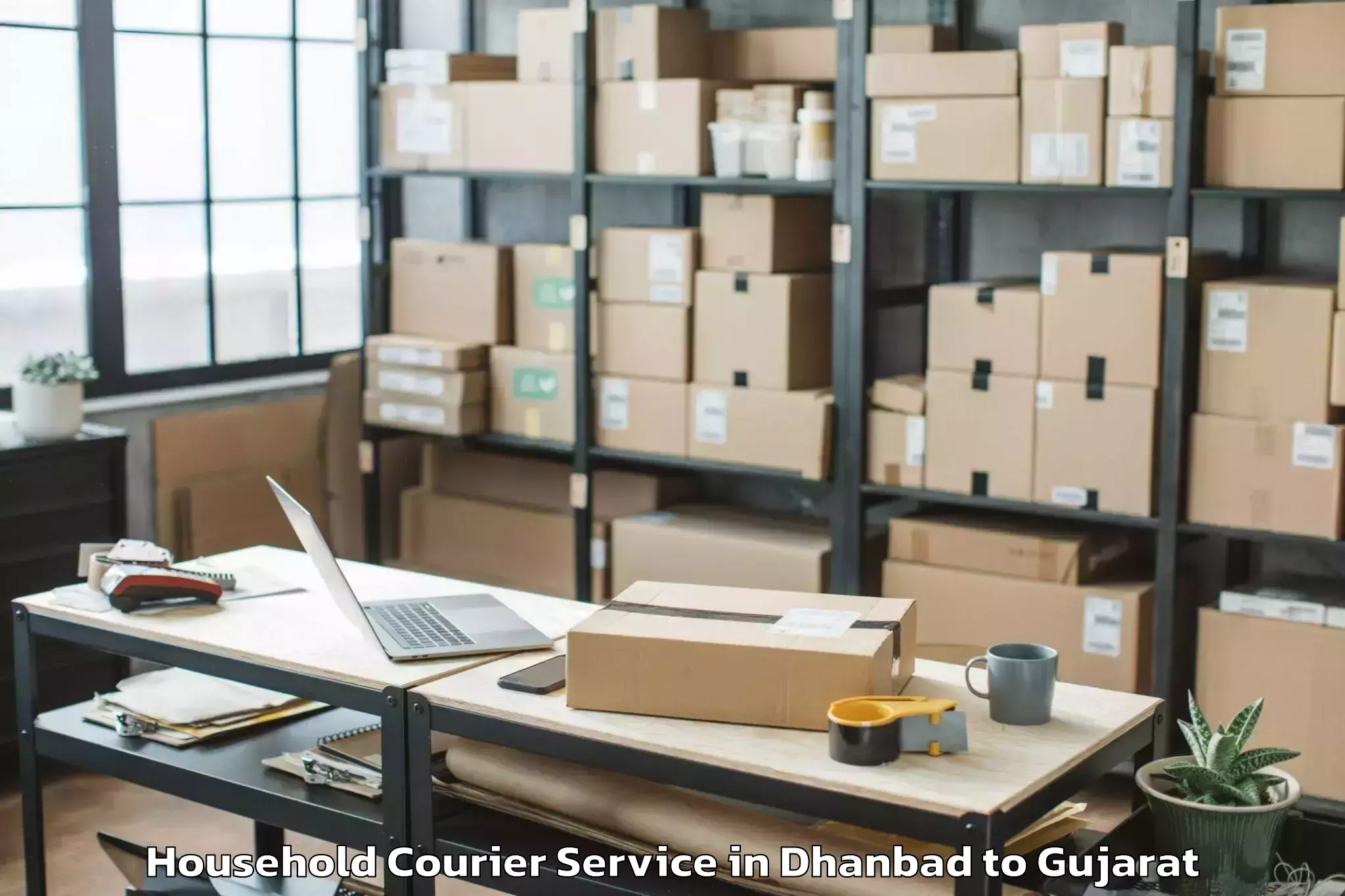 Reliable Dhanbad to Visavadar Household Courier